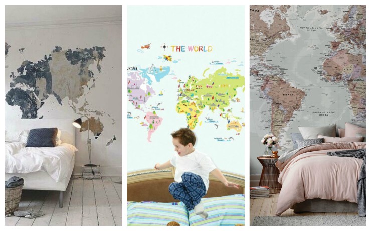 Mapa sveta je veľmi obľúbený motív na stenu Foto: pinterest