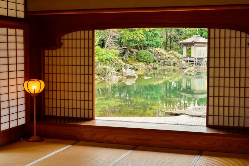 Japonský interiér je otvorený krajine foto: pixabay