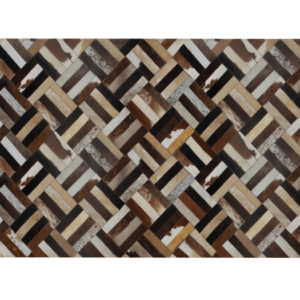 Luxusný kožený koberec, hnedá/čierna/béžová, patchwork, 120×180 , KOŽA TYP 2