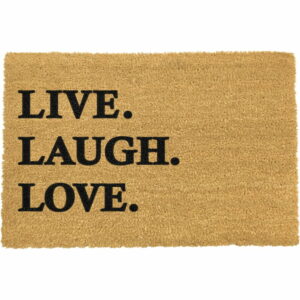 Rohožka z prírodného kokosového vlákna Artsy Doormats Live Laugh Love, 40 x 60 cm