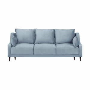 Svetlomodrá zamatová rozkladacia pohovka s úložným priestorom Mazzini Sofas Freesia, 215 cm