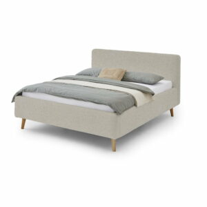 Béžová čalúnená dvojlôžková posteľ s úložným priestorom s roštom 160×200 cm Mattis – Meise Möbel