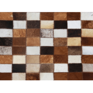 Luxusný kožený koberec, hnedá/čierna/biela, patchwork, 168×240, KOŽA TYP 3