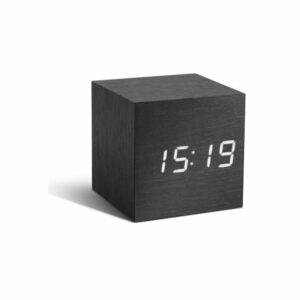 Čierny budík s bielym LED displejom Gingko Cube Click Clock | Bonami